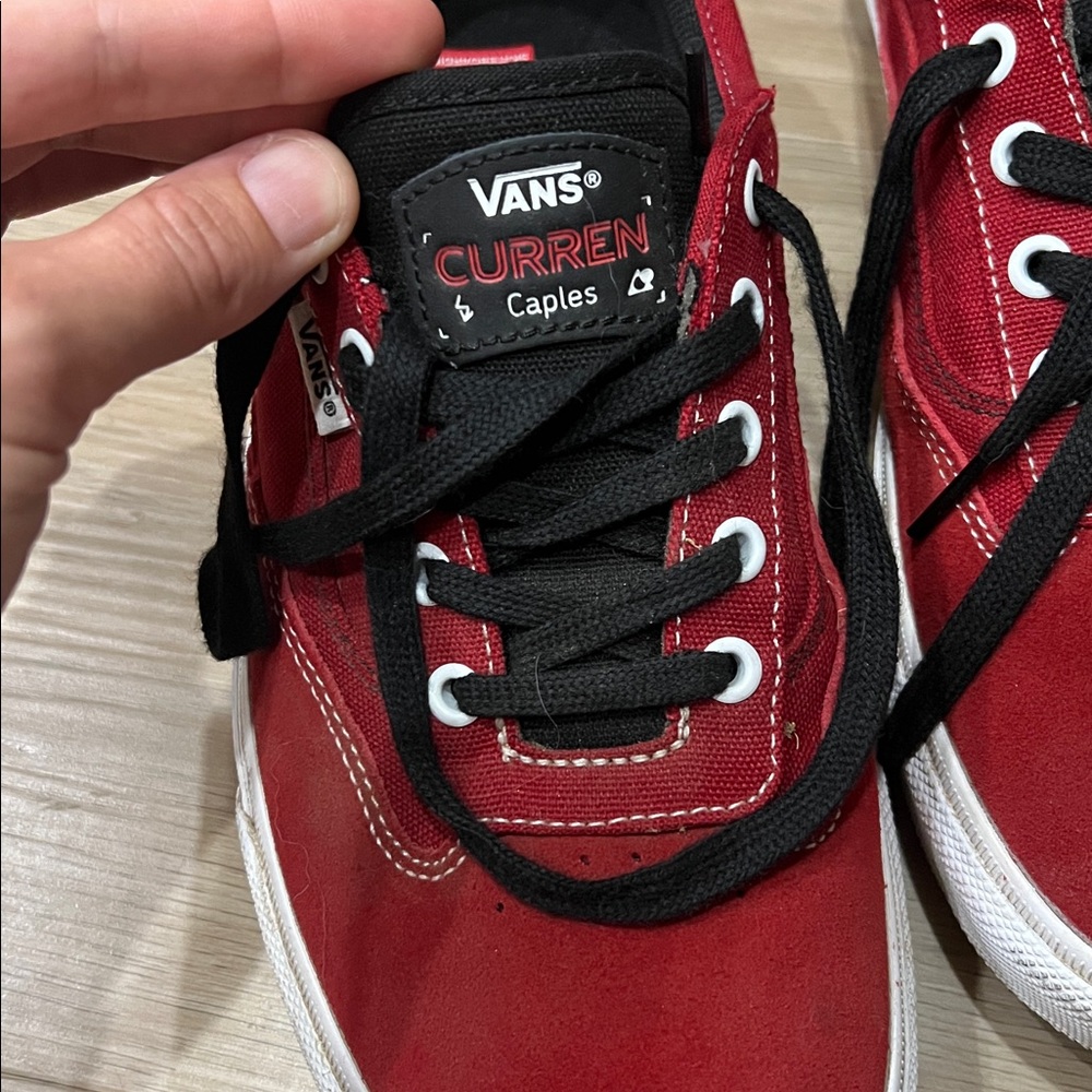 Vans Red and Black Canvas Sneakers - Picture 2 of 4